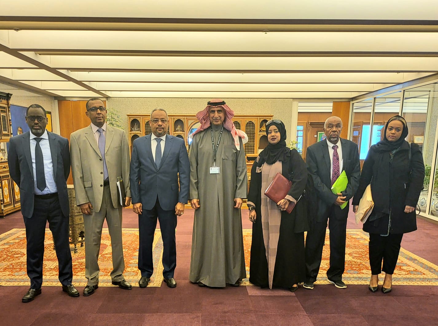 A delegation led by the Director General of the Djibouti Economic Development Fund (FDED) meets with the Director General and Chairman of the Board of Directors of the Arab Fund for Economic and Social Development